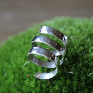 Silver hallmarked hammered "Wrap" ring