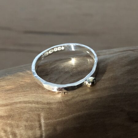 Hammered ring 925 Silver with 18ct Gold