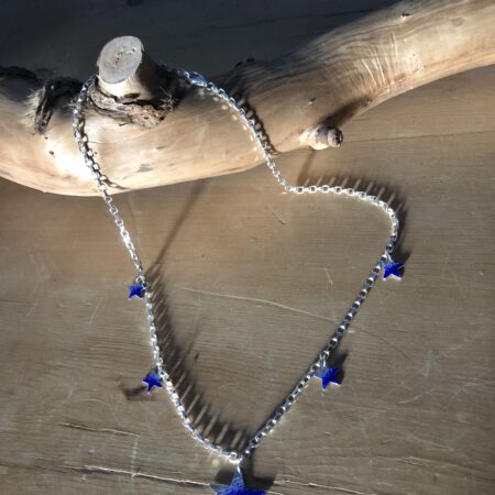 Enamelled Silver Star Necklace...Blue