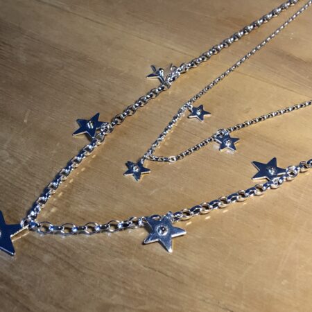 Silver and Gold Star necklace...double strand.