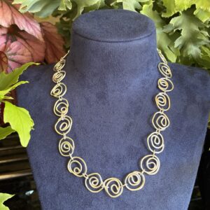 Silver spiral necklace..long.